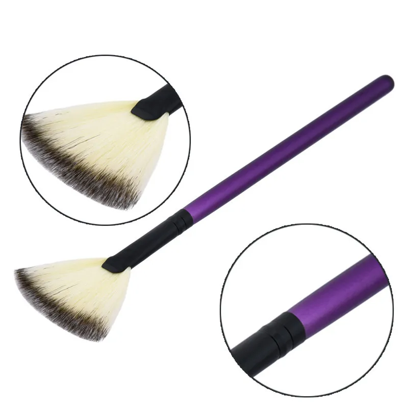 

1pcs Professional Large Fan Face Powder Contour Cheek Highlighter Black Purple Handle Makeup Brush