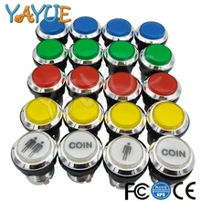 1 шт. хромированный с подсветкой 12 в светодиодный аркадный кнопочный с микропереключателем плеер 1 и плеер 2