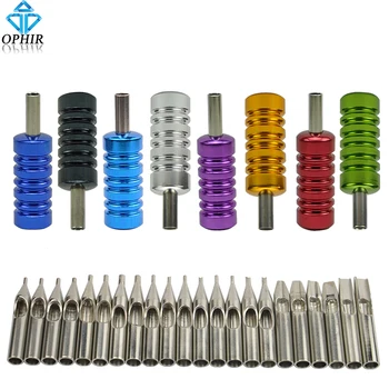 

OPHIR Pro 22pcs Stainless Steel Tattoo Tips Set Kit 8 Aluminum Grips_TA062
