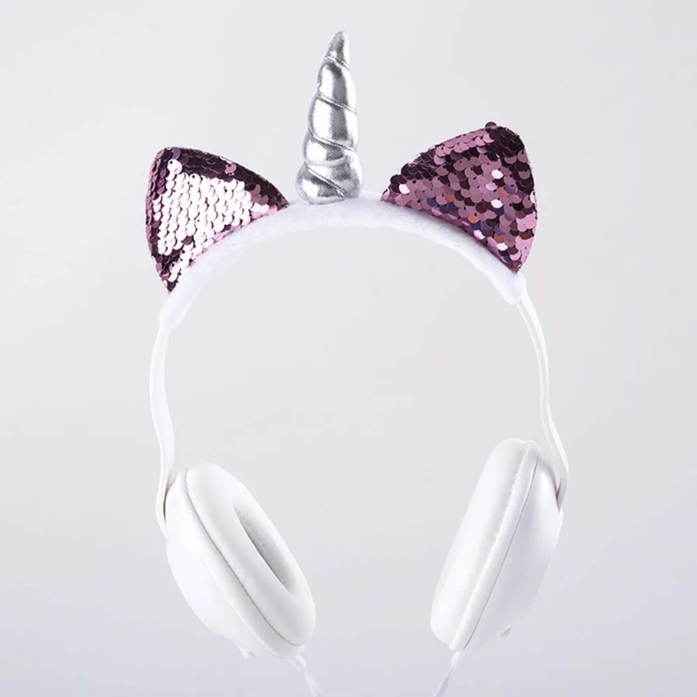JINSERTA Cute Cat Ear Headphone Unicorns 3 5MM Wired Kids Headphones Earphone Gaming Headset for Adult Children Birthday Gifts