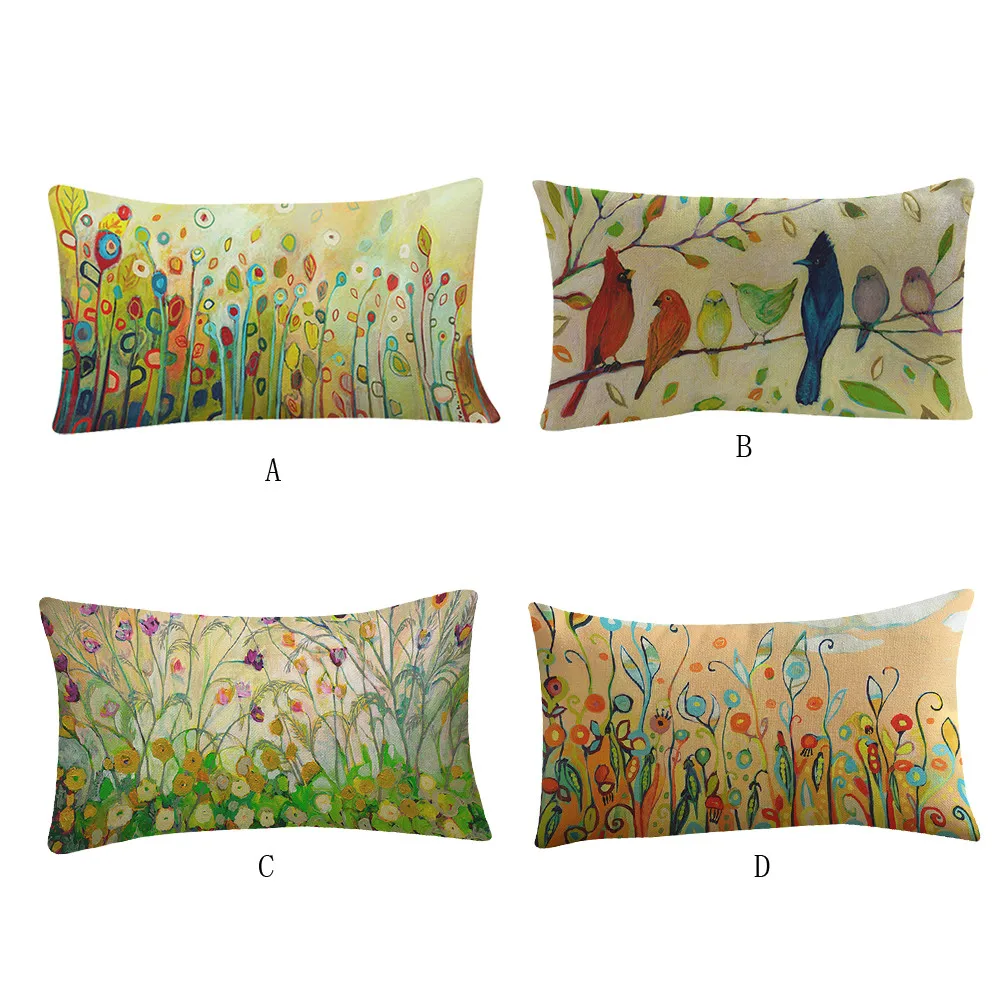 ISHOWTIENDA 30*50 cartoon Bird Flower Printing Sofa Bed Home Decoration Festival pillow cover case Cushion home decor | Дом и сад