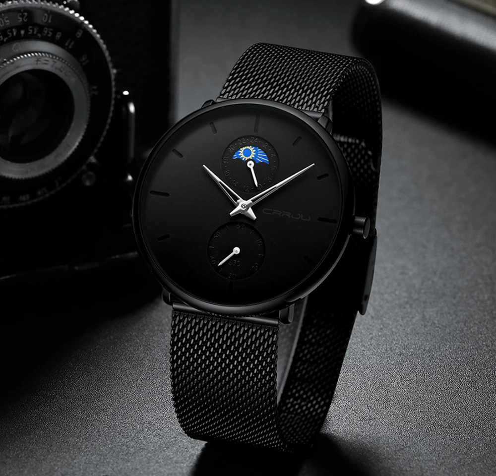 Новые мужские s часы CRRJU лучший бренд класса люкс мужские модные кварцевые часы идеальный подарок черный циферблат современный стиль relojes hombre
