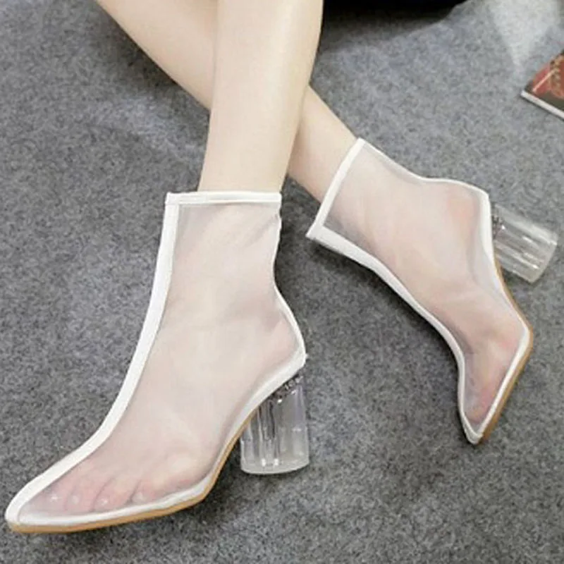 white clear boots