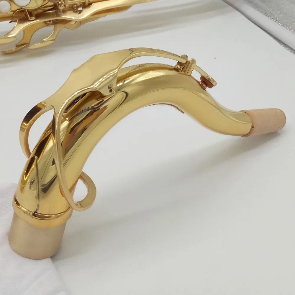 

Free Shipping Brand New Professional Tenor Saxophone Neck Gold Lacquer Sax Tenor Neck Brass Parts Accessories