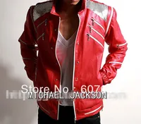 Impersonator Michael Joseph Jackson Costumes Jacket Stuff Beat it Red Zipper Jacket Fans Imitator 1