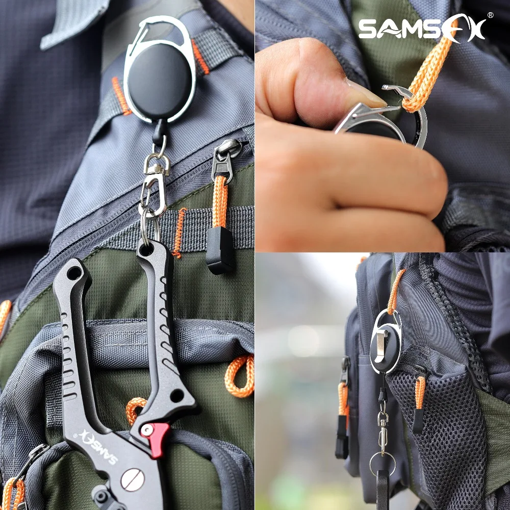 SAMSFX Fishing Retractors Zingers Lanyard show on fly vest backpack OK