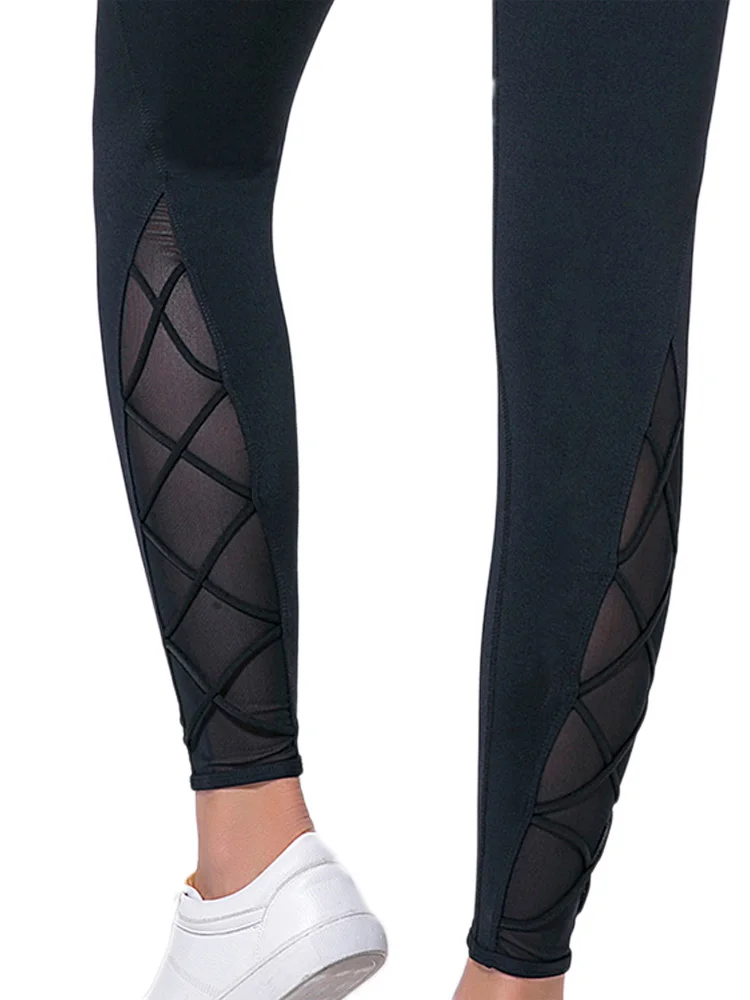 Solid Black Sexy Mesh Leggings For Women Elastic Sportswer Workout Outdoor Gym Pants Soft Plus Size High Waist Slim Trousers Solid Black Sexy Mesh Leggings For Women Elastic Sportswer Workout Outdoor Gym Pants Soft Plus Size High Waist Slim Trousers