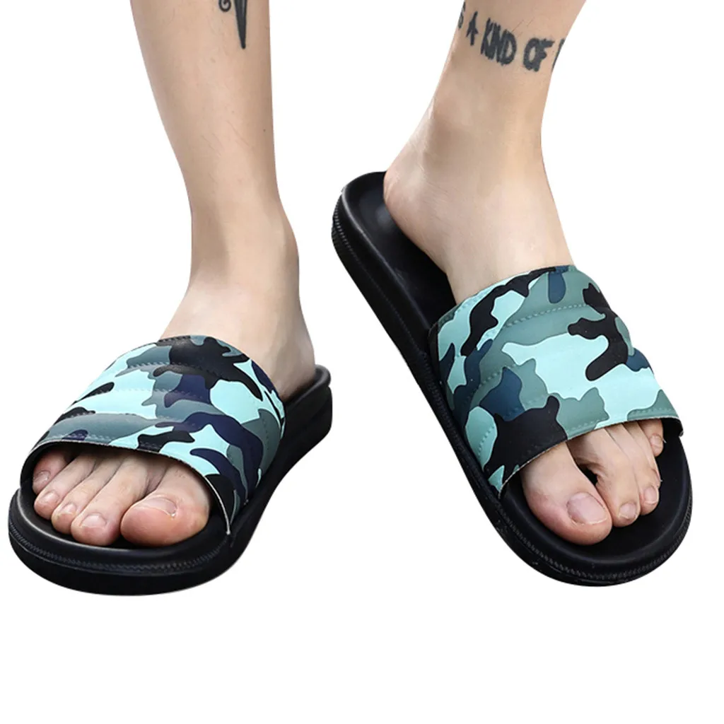 Men Summer Outdoor Comfortable Slippers Fashion Camouflage Non-Slip Beach Shoes chausson homme для пляжа тапочки#XB20