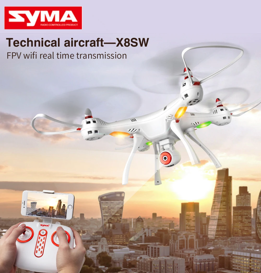 2017 новое поступление SYMA X8SW FPV RC Дрон Квадрокоптер с Wi Fi камерой и 4G sd картой один