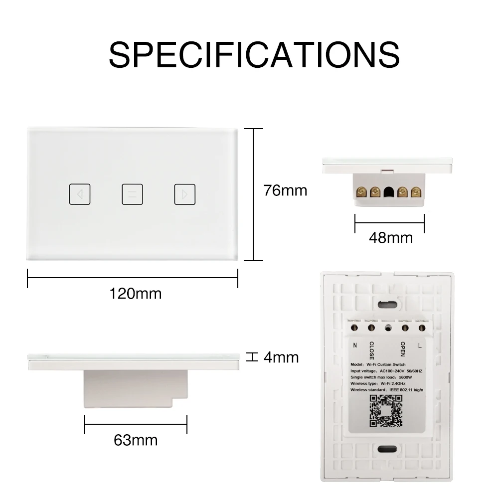 EU US WiFi Smart Curtain Switch Glass Panel App Remote Control Works with Alexa and Google Home or Electric Curtain Motor EU US WiFi Smart Curtain Switch Glass Panel App Remote Control Works with Alexa and Google Home or Electric Curtain Motor