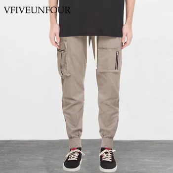 

VFIVEUNFOUR Pockets Patchwork Harem Pants Men 2019 Harajuku Elastic Waist Drawstring Joggers Male Streetwear Cargo Pants