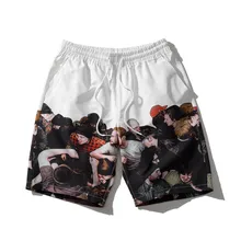 Японские мужские повседневные пляжные шорты с принтом новые летние модные Прямые Бермуды Гавайские мужские эластичные шорты с поясом