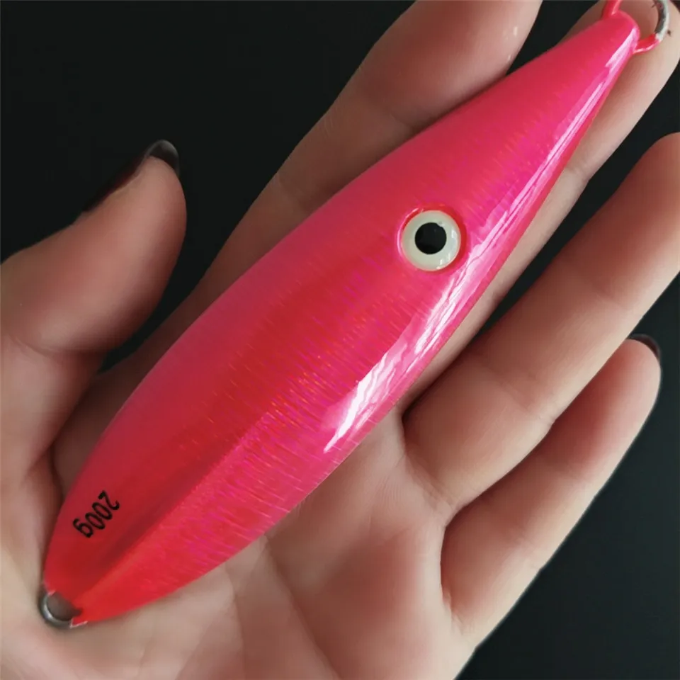 Swolfy 1pcs New Metal Jigging Spoon 200g 3D Eyes Artificial Bait Boat