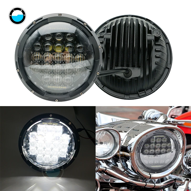 7-дюймовый светодиодный фонарь для Мотоциклетный Туризм улица Электра Glide Road King Softail " 75 Вт 5D мотоциклетная Лампа переднего света