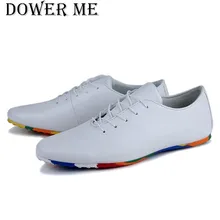 2017 Fashion Men’s Leather Moccasin Shoes Pointed Toe Dress Wedding Shoes Black & Yellow & White Business Glitter Men Flats