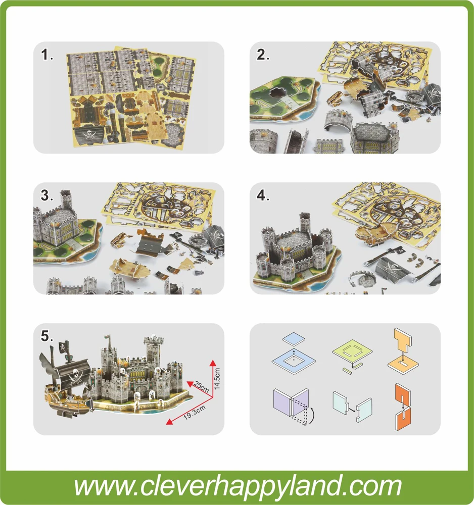 Умная и happy land 3d головоломка модель пиратского корабля замка среднего возраста