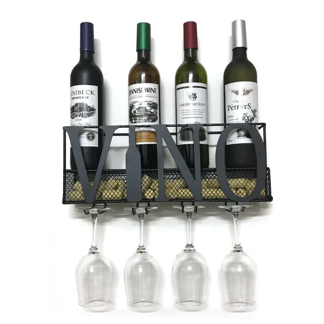 VINO Design Metal Wall Mounted Wine Rack with Cork Storage Stem Glasses Rack for Hanging Glasses Home Kitchen Decor AliExpress