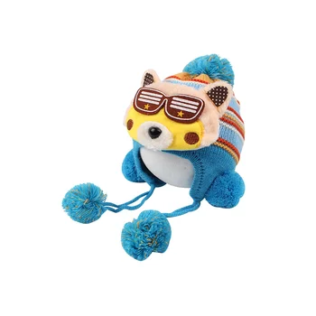

Fashion Fox Baby Beanie Hat Velvet Knitted Warm Hat For Boys Ear Protect Lace Up Winter Baby Hat Cute Pompom Infant Beanie