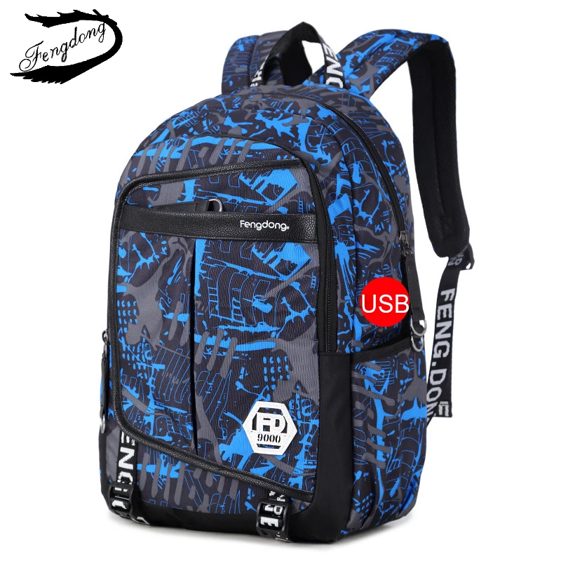 

Fengdong New Men Backpack Male Shoulder Bag Waterproof USB Charge Backpack Male 2019 Teenager Boy Bag Camouflage Students