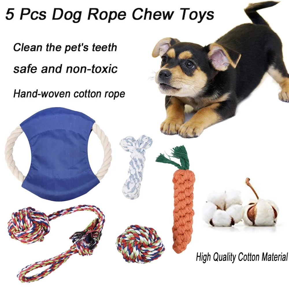 

5 Pcs Dog Rope Chew Toy Nuts Knots Ball Flyer Dogs Puppy Toys Cotton Rope Clean Teeth Juguetes Perros Mascotas