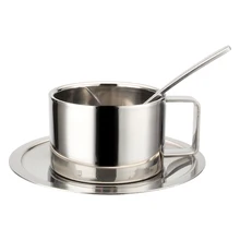 European Style Food Grade 304 Stainless Steel Coffee Cup Saucer Set Espresso Cappuccino Coffee Cup Dish Spoon Continental Set European Style Food Grade 304 Stainless Steel Coffee Cup Saucer Set Espresso Cappuccino Coffee Cup Dish Spoon Continental Set