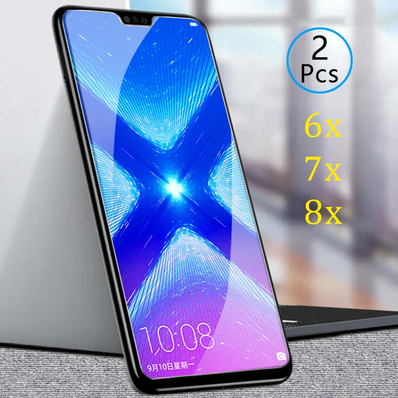 2 шт. закаленное стекло на Honor 8x 7x 6x Защитное для экрана Защитная пленка телефона