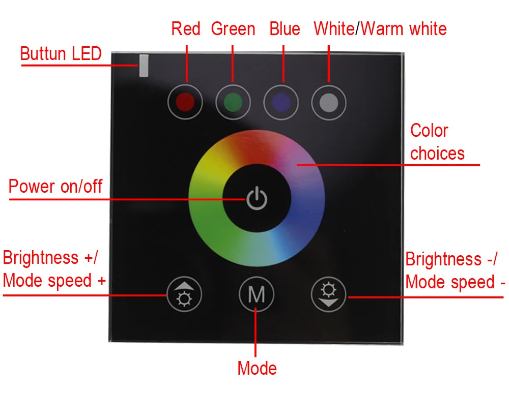 Панель сенсорного переключателя RGB контроллер со стеклянной сенсорной панелью