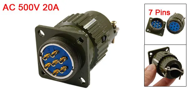 Y28M-7TK Gold Plated 2mm Dia. 7 Pins Circular Connector AC 500V 20A