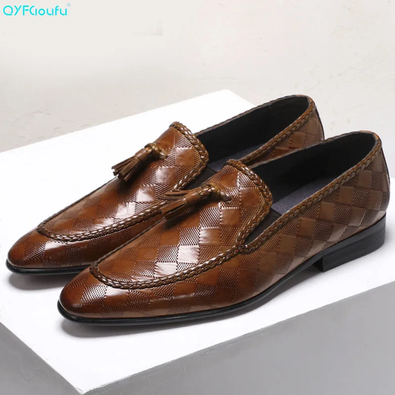 

QYFCIOUFU 2019 Tassel Mens Dress Shoes Luxury Italian Style Fashion Mens Formal Shoes Mens Trend Genuine Leather Shoes US 11.5