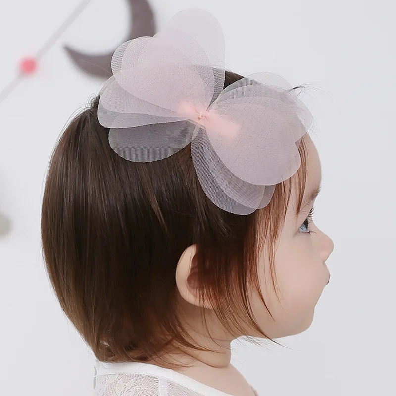 Buy Baby Girls Hairpins Handmade Gauze Big Bow Side