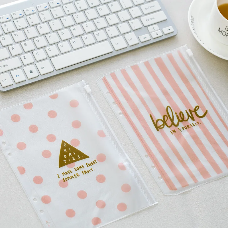 

Creative Pink Fashion Polished Zipper Bag Suit For A5 Spiral Journal Book 1 Piece DIY School Office Supplies