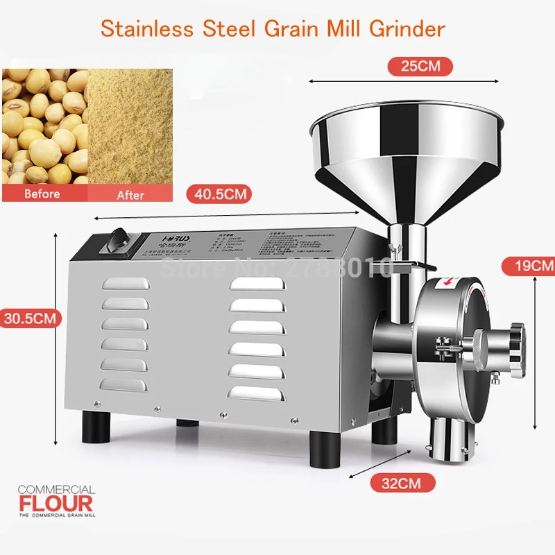 

Electric Superfine Herbal Mill Machine Stainless Steel Grain Grinder Commercial Grain Milling Beans Grinding Machine Type 3000