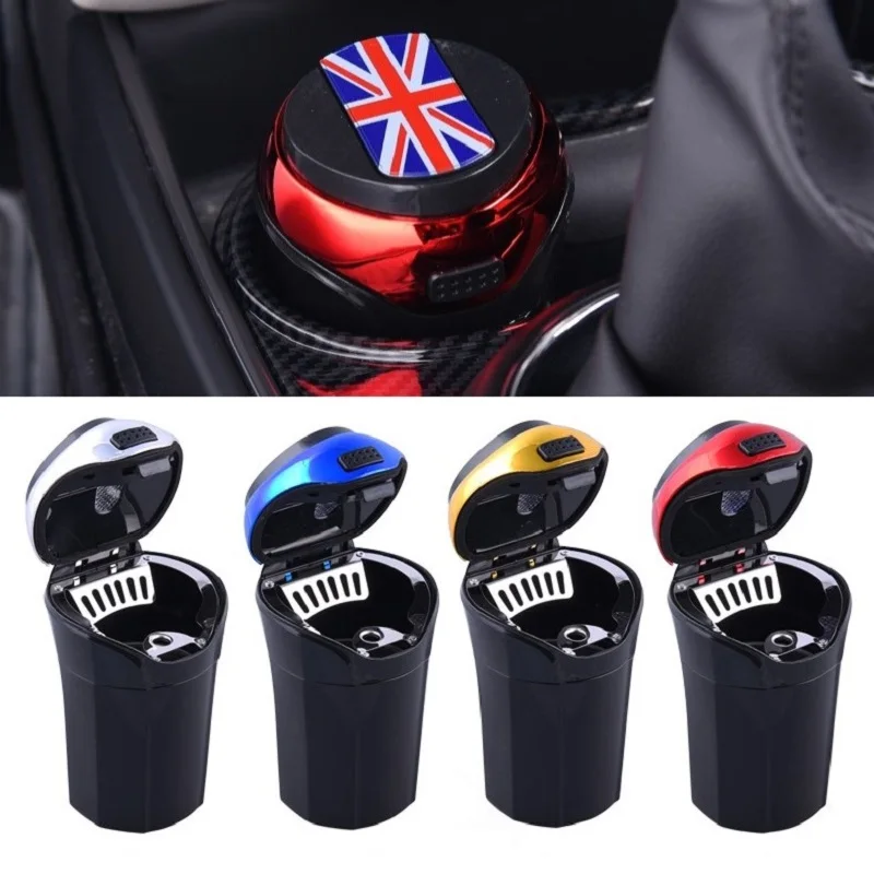 

USB Chargeable Car Water Cup Slots Cigarette Lighter Ashtray Bin Box with LED Light Universal for BMW Mini Cooper Audi Honda