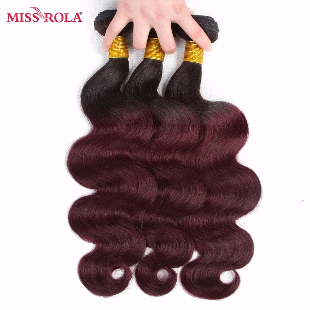 Miss Rola Hair Pre-colored Ombre Brazilian Body Wave Hair #1B/99J Non-Remy Human Hair Weave 4 Bundles With Closure Extensions Miss Rola Hair Pre-colored Ombre Brazilian Body Wave Hair #1B/99J Non-Remy Human Hair Weave 4 Bundles With Closure Extensions