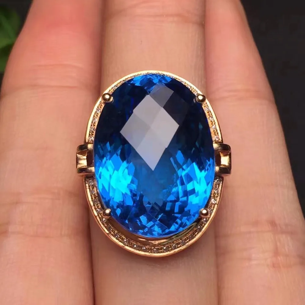 Ювелирные изделия Настоящее 18K розовое золото AU750 100% натуральный Лондон Голубой