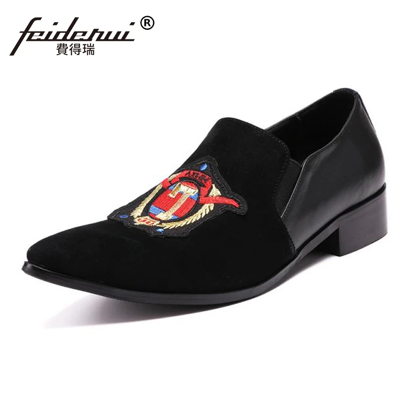 

Plus Size Luxury Pointed Toe Slip on Man Party Loafers Genuine Leather Italian Designer Handmade Men's Runway Club Shoes SL110
