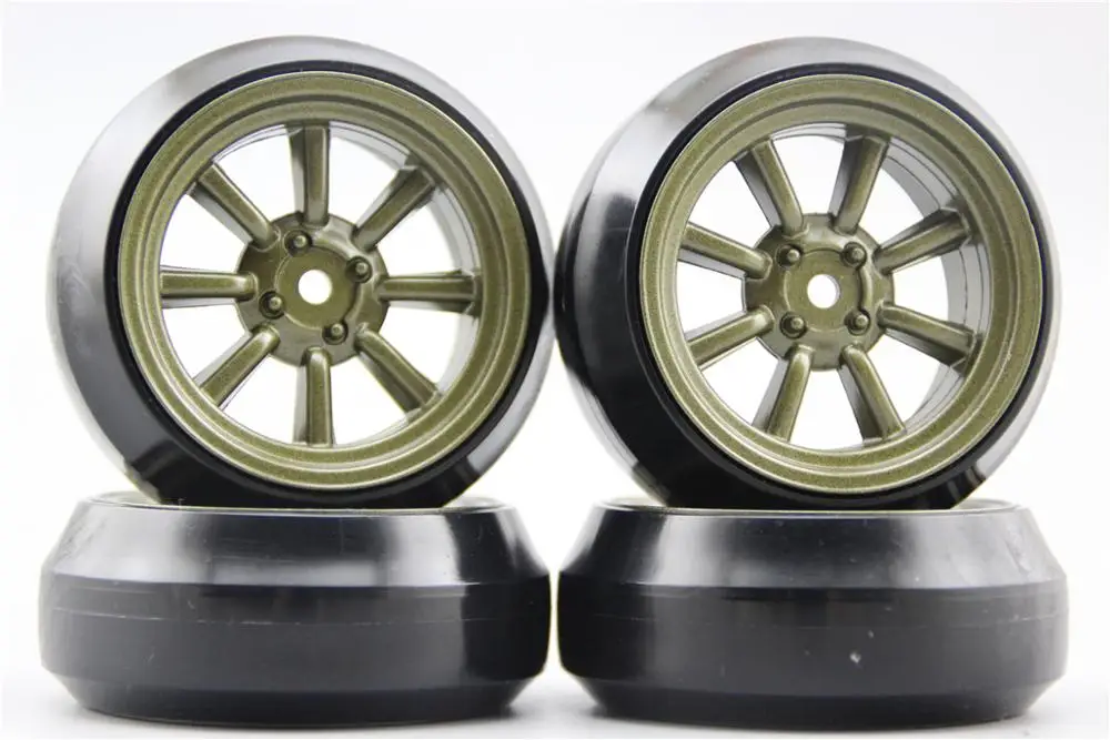 4 шт. RC 1/10 твердый Drift Tire обод колеса с шиной W8S3BR 3 мм Смещение (живопись Brozen)