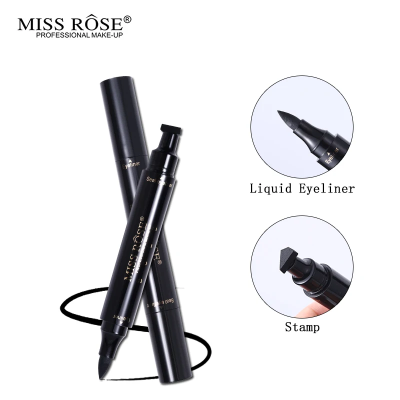 Жидкая подводка для глаз Miss Rose карандаш с штампом водостойкая Черная Подводка