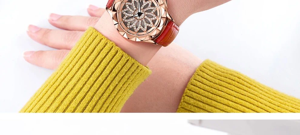 MEGIR женские роскошные стразы, вращающиеся Аналоговые кварцевые наручные часы с кожаным ремешком, водонепроницаемые Креативные Часы Relogio Feminino