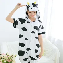 Verano CALIENTE de la historieta onesies animales pijamas de manga corta Cosplay vaca Lechera pareja Anime pijamas home Conseguir zapatillas