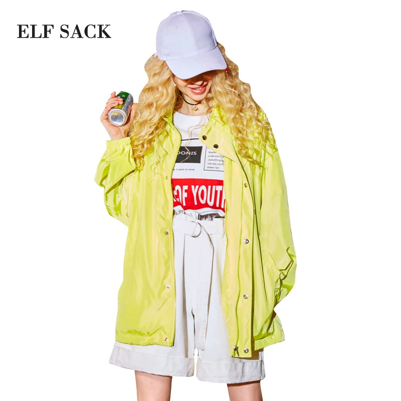 Женское длинное пальто ELF SACK с высоким воротом повседневные тонкие куртки