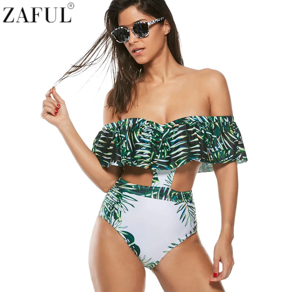ZAFUL Sexy Off The Shoulder Swimsuit Women Hollow Out One Piece