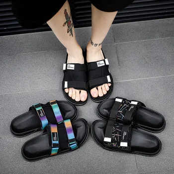 

UNN Korea Lightweight Outside Fip Flops Men Slippers Black Outdoor Anti-Slip Fashion Slippers Sandals Men Big Size 46