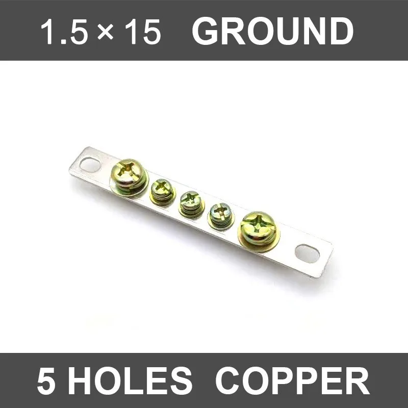 

5 Hole 1.5*15 Zero Land Row Distribution Box Connection Terminal Block Ground Copper Strip with screws