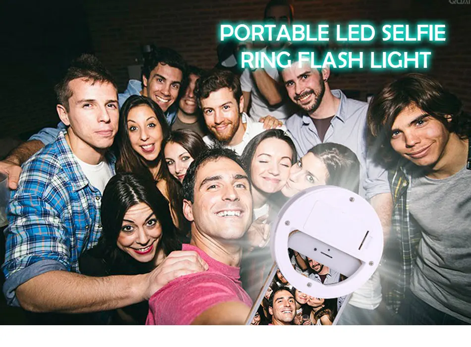 ET Универсальный светодиодный светильник-вспышка для селфи для мобильного телефона, светящееся кольцо-клипса для iPhone, samsung, Xiaomi, huawei