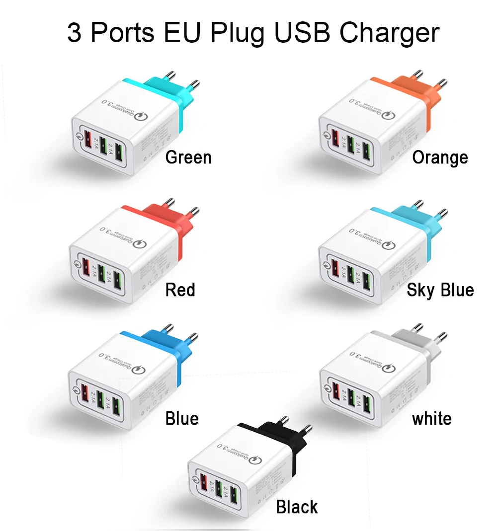 Quick charge 3,0 универсальное 18 Вт USB 5 В 3A для iPhone XS XR EU US Plug быстрое зарядное устройство для телефона Samsug s8 s9 Xiaomi Mi9