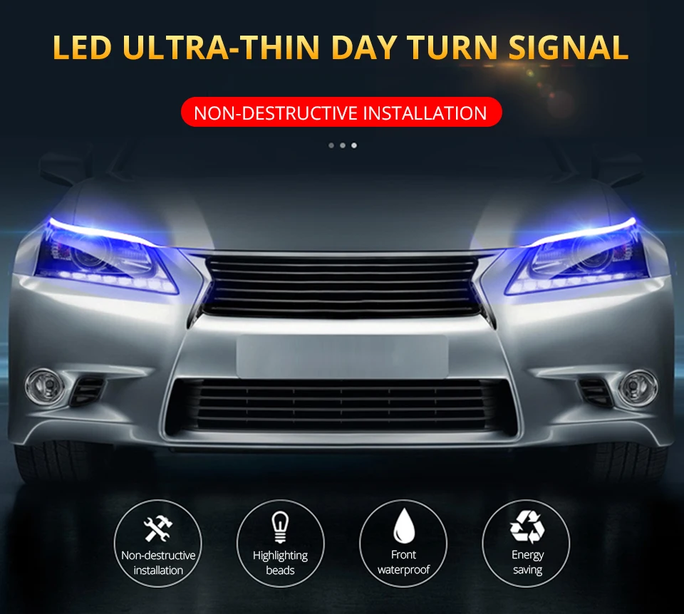 Car Atmosphere Light Strip LED Colorful Decorative Lights DC 12V24V 30CM 45CM Flexible External Turning Ambient Light for Car (1)
