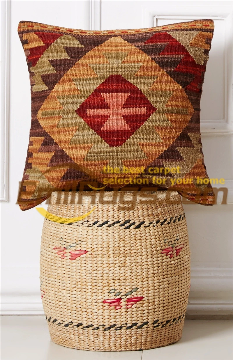 

Gorgeous Kilim Cushion Weave Wool Aubusson Cushion Simple Handmade Floral Wool Living Room