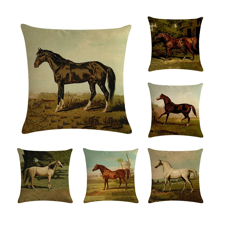 

Horse pattern pillow case, decorative pillow case, sofa chair case, pillow case 45*45cm, home decoration