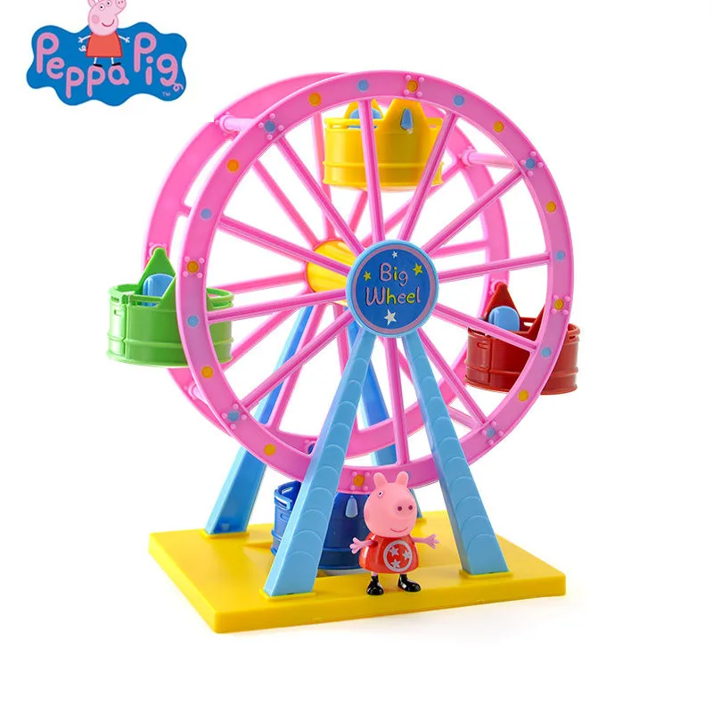 

Peppa pig Theme Park Big Ferris Wheel with Peppa Zoe zebra Figure KIDS TOY with MUSIC children's toy gift